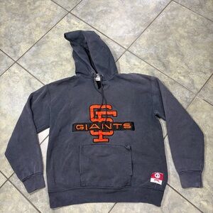 Vtg 90s San Francisco Giants Faded Black Nutmeg Hoodie Mens Sz L Street Preppy